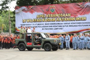 Perkuat Sinergitas, Dansat Brimob Polda Lampung Hadiri Apel Kebangsaan di Lapangan Saburai